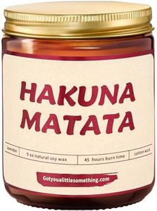 Hakuna Matata Scented Soy Wax Candle, 9 oz – Perfect Disney Gifts for Women, Disney Birthday Gifts, Lion King Candle for Adults, Empowering, Optimistic Gifts for Her | Lavender Vanilla Candle