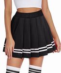 Avidlove Black Pleated Skirt Mini Skirt School Girl Skirts High Waisted Skater Skirt (Black， Large)