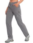 Little Donkey Andy Women's Hiking Pants Lightweight Convertible Zip-Off Pants Quick Dry UPF 50, Y-steel Grey, Large