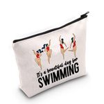 LEVLO Swimming Cosmetic Make Up Bag Swim Team Gift It's A Beautiful Day For Swimming Makeup Zipper Pouch Bag For Women Girls, Day For Swimming, Make Up Bag