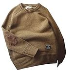 BAIXIAOCHI Winter Thick Men'S Sweater Patch All-Match Knitted Bottoming Shirt Men'S Sweater Khaki, M