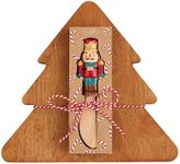 Mud Pie Nutcracker Tree Sets Serving, board 7 3/4" x 8 3/4" | spreader 5", BROWN