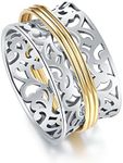 STROLLGIRL Sterling silver Simple spinner ring Fidget band ring spinning meditation anxiety ring (filigree design, 7)