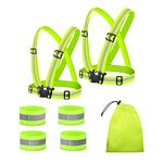 Acbaeta 2 Pack Upgraded Safety Vest, 360° High Visibility Vest, Reflective Vest Running Gear, Adjustable Straps, Hi Vis Vest for Night Cycling, Dog Walking, Reflective Bands & Storage Bag Included