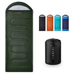 Coolzon Outdoor Sleeping Bag for Camping, for 3-4 Seasons, Adult Blanket, Small Packed Size, Ultralight Carry Bag, Soft, Thick and Warm, for Outdoor Camping, Travel, Hiking, Green