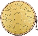 Niome Steel Tongue Drum,14Inch 15 Note Handpan Drum,Hand Drum Percussion Instrument Hand Pan Drum with Drum Mallets Carry Bag (Golden)