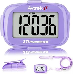 AVTREK Accurate 3D Step Counter for Walking Jumbo Screen Numbers Pedometer Clip on for Running with Time Display and LED Backlight Pedometers with Clip and Lanyard… (Purple)