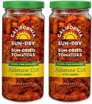 Sun-Dried Tomatoes in Oil, 8.5oz (Pack of 2) Julienne Cut with Herbs by CALIFORNIA SUN DRY | Naturally Gluten-Free and Antioxidant Rich