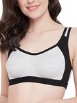 Clovia Women's Cotton Medium Impact Non-Padded Full Cup Sports Bra (BR2101A01_Grey_36B)