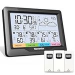 Newentor Weather Station Wireless Indoor Outdoor Multiple Sensors, Digital Atomic Clock Weather Thermometer, Temperature Humidity Monitor Forecast Weather Stations with Backlight