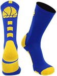 MadSportsStuff Basketball Logo Athletic Crew Socks, Medium - Royal/Gold