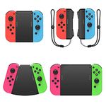 Fyoung 5 in 1 Hand Grip Connector Pack Compatible with Nintendo Switch/Switch OLED for Joycon with Wrist Strap, Game Handle Connector Compatible with Joycons