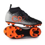 Velpro Black Orange Turf and Hardground TPU Dual Color Sole Football Studs Shoes for Men (Size 4 to 10)