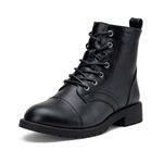 Vepose Women's Combat Ankle Boots, Classic Lace up Booties Low Heel, 910CA-Black, Size 7 US-with Side Zipper(CJY910CA black 07)