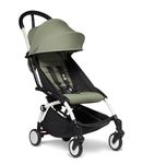 YOYO² Stroller Combo - Lightweight, Compact, Foldable Stroller- Multiple Recline Positions, Travel Friendly, 5 Point Harness - Includes White Frame with Olive seat Cushion and Matching Canopy