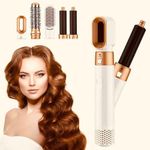 TechKing (LIMITED TIME DEAL WITH 20 YEARS WARRANTY) Hot Air Brush, 5 in 1 Hair Dryer hot air Brush Styler, Detachable Hair Styler Electric Hair Dryer Brush Rotating for All Hairstyler For Women - GOLD