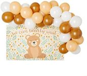 Sparkle and Bash Teddy Bear Baby Shower Decorations, We Can Bearly Wait 48-Piece Garland Arch + 5x3 Photo Booth Backdrop for Party Supplies