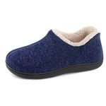 ULTRAIDEAS Women's Cozy Memory Foam Loafer Slippers with Warm Fleece Lining, Ladies Closed Back House Shoes with Non-slip Indoor Outdoor Rubber Sole (Navy Blue,size 11)