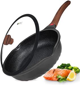 Vinchef Nonstick Deep Frying Pan Saute Pan with Lid, 12in/5.5Qt Fry Pan, German 3C+ Ceramic Coating Technology, Heat Indicator, Induction Compatible