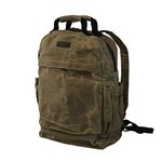 Readywares Waxed Canvas Durable Rugged Backpack for Men and Women, Laptop Sleeve, Travel, Work, Book bag Rucksack or Satchel, Tan, Rucksack Backpacks