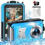 4K Waterproof Camera with 32GB Card 11FT Floatable Digital Camera Waterproof Digital Camera 56MP Autofocus 16X Compact Underwater Cameras for Snorkeling with 1250mAh Battery