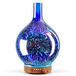 Porseme Essential Oil Diffuser 3D Glass Ultrasonic Aromatherapy Humidifier,7 Colours Changing Defuser, Cool Mist Humidifier with Timer, 100ml BPA Free Waterless Auto-off for Home