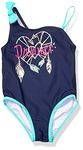 Jessica Simpson Girls' Toddler One-Piece Swimsuit Bathing Suit, Navy 1-Shoulder Dreamer, 2T