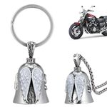 Zocipro 2Pcs Motorcycle Guardian Bell, Angel Guardian Riding Bell with Chain, Stainless Steel Motorcycle Bells Luck Charm, Motorcycle Accessories Gifts for Man Husband