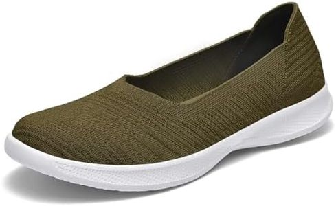 konhill Women's Slip on Loafers - Comfy Walking Tennis Low-Top Ballet Flat Nurse Shoes Casual Sneakers 7 US Olive Green,38