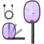 YISSVIC Electric Fly Swatter Foldable Fly Zapper Killer 4000V Mosquito Bug Zapper Racket 1800mAh Rechargeable with USB-C Cable for Indoor Home Outdoor Black