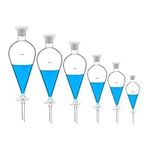 Borosilicate Glass 2000ML Separating Funnel Heavy Wall Conical Separatory Funnel with PTFE Stopcock Lab,Pyrex,Food，pear - 2L