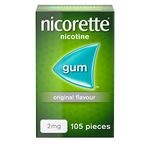 Nicorette 2mg Gum Original Flavour (105 Pieces), Nicotine Gum to Help to Quit Cigarettes for Good, Discreet and Fast-Acting Stop Smoking Aid to Ease Cravings, Chewing Gum