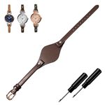 RHUTO Leather watch strap for women, compatible with fossil ES3077 ES2830 ES4000 ES4119 strap 8mm (coffe rosegold buckle,8mm)