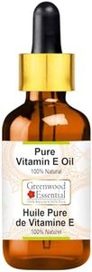 Greenwood Essential Pure Vitamin E Oil with Glass Dropper Premium Therapeutic Grade for Hair, Skin & Aromatherapy 15ml (0.50 oz)