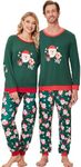 Ekouaer Couple's Pajama Set Sleepwear Pjs Christmas Long Sleeve Crewneck Shirts and Bottoms Soft Comfy Sleep Sets Green Snowmen Large