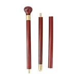 Wooden Walking Cane - Rosewood Ergonomic Hiking Stick for Women Men Elderly - 3pcs Detachable Hardwood Stick for Senior Limited Mobility, Recovery, Outdoor Activities, 34.6 Inches