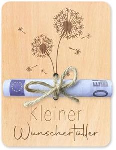 Sugeru Wooden Money Gift Packaging 12 x 9 cm - Wish Filler - Money Gift Birthday - Fishing Gift - Bicycle Gifts - Money Card Birthday - Travel Voucher Packaging (Dandelion)