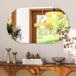 WISSMIELS Oval Bathroom Mirror 24" x 36" Frameless Bathroom Mirrors for Over Sink Wall-Mounted Mirrors for Bedroom Living Room
