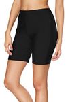 CharmLeaks Womens Swim Jammer Long Sport Swimming Short Boyleg Boardshort, Solid Black, M