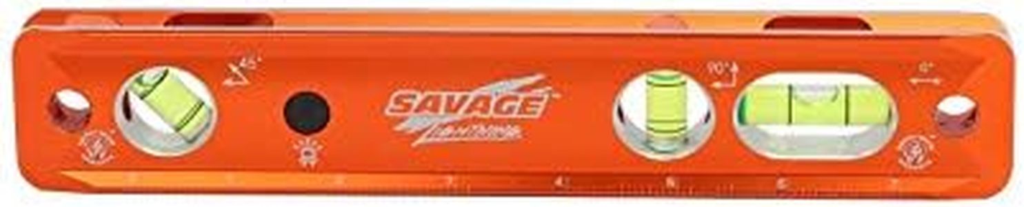 Swanson Tool Co TLL049M Savage Lightning Aluminum Torpedo Magnetic Illuminated Levels, 9", 3 Vials