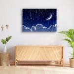 Pitaara Box Night Sky with Moon & Stars | Peel & Stick Vinyl Wall Sticker for Bedroom & Living Room | 37.4 x 25 inch (95 x 64 cms)