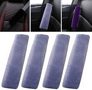 OHHMNKK 4 Pack Car Seat Belt Pads Shoulder Cover Baby Safety Belt Protector Adjustable Soft Plush Strap Protect Neck and Shoulder (Gray-Blue)