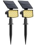 NACINIC Solar Spot Lights Outdoor Garden 27 LED 3500k Solar Garden Lights Landscape Spotlights Ip65 Waterproof 3 Modes Warm Light Wall Light Solar Lights Outdoor for Yard Pathway Driveway(2pcs)