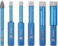 Diamond Drill Bit 1/5 1/4 5/16 3/8 1/2 inch - BRSCHNITT 1/4 inch Masonry Drill Bits Set for Porcelain Tile Ceramic Stone Granite Marble,Hex Shank Diamond Hole Saw Drill Bit(6pcs/Pack)