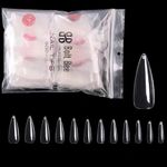 Bolt Bee 500pcs Acrylic Nail Tips, fake nail tips (m10c stiletto clear)