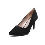 DREAM PAIRS Women's Slip On Low Mid Heels Pointed Closed-Toe Dress Court Shoes KUCCI,Size 5.5,Black/Nubuck,KUCCI