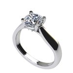 NANA Silver 6.5mm (1ct) Round Cut Zirconia Lucita Solitaire Ring-Platinum Plated-Size 6