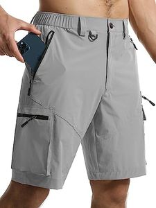 Surenow Men's Hiking Cargo Shorts Quick Dry Outdoor Tactical Shorts for Men with Pocket Lightweight Breathable Fishing Shorts, Light Grey, Large