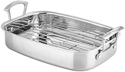 Scanpan Clad 5 Stainless Steel Induction Roasting Pan, 44 x 27x 13 cm, 5-Layer Construction, Induction Compatible