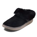 OluKai Ku'i Women's Slipper, Soft Full-Grain Leather & Wool Blend Footbed, Wet Grip Soles for Inside & Outside Wear, Cute & Comfortable Slip-On, Black/Fog, 9